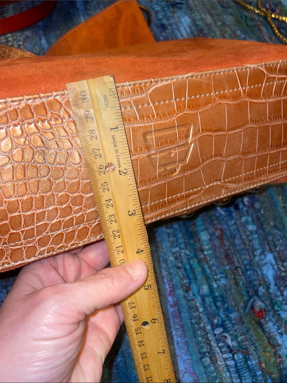 Kathy Van Zeeland Orange Studded Shoulder Bag - Picture 16 of 16